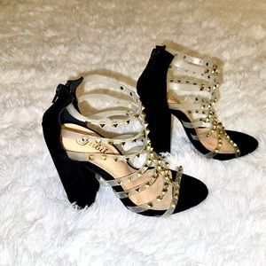 Gold Studded Black Heels